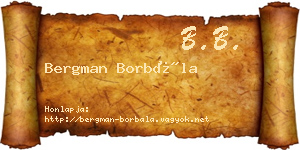 Bergman Borbála névjegykártya